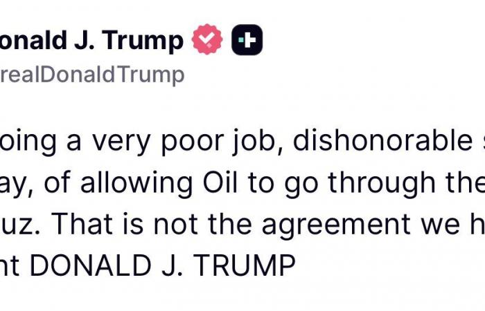 ترامب: إيران تقوم بعمل مخزٍ بشأن مرور النفط عبر “هرمز”